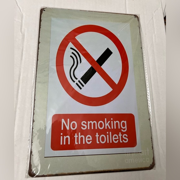 3/$20 - NO SMOKING IN THE TOILETS Pinup Metal Sign - 8x12” tin wall art - Picture 1 of 1